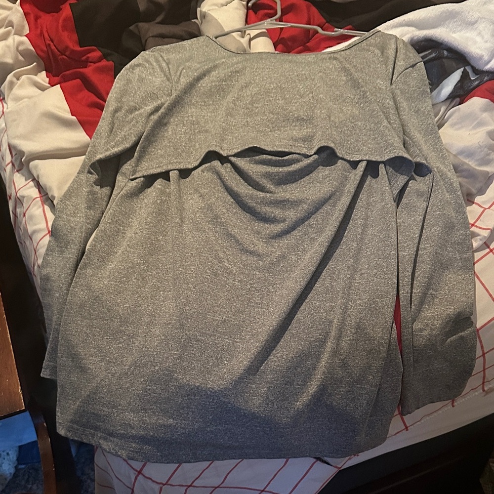 Chic Gray Layered Women's Blouse